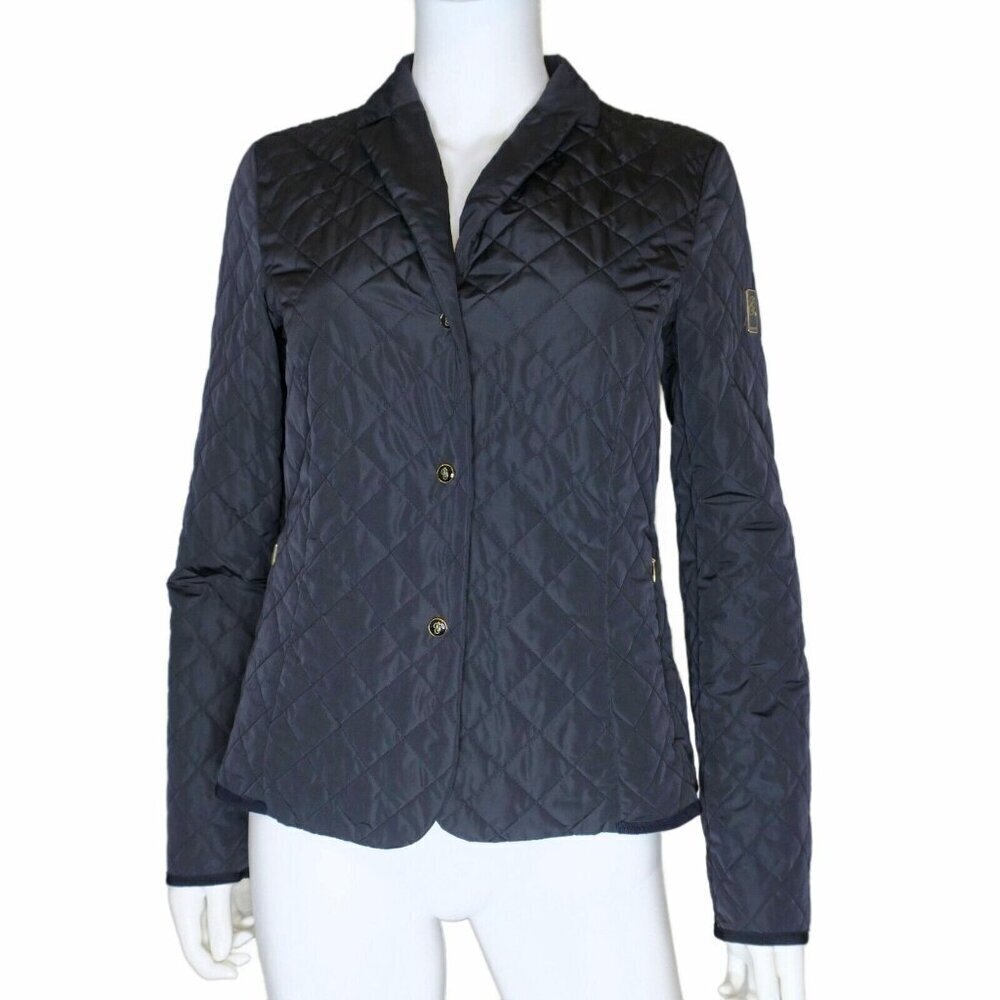 Geospirit Diamond Quilted Dark Navy Lightweight Blazer Jacket Women's 46 Small